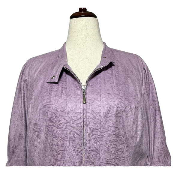 CJ Banks Jackets & Blazers - CJ Banks Jacket Womens 1X Purple Scaled Print Full Zip Ruched Sleeves Snake